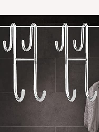 VIEDZMY 7 Inch Shower Door Hooks, 304 Stainless Steel Hanging Double Towel Hooks Shower Towel Holder Clothes Coat Robe Hooks for Bathroom Frameless Glass