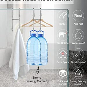 VIEDZMY 7 Inch Shower Door Hooks, 304 Stainless Steel Hanging Double Towel Hooks Shower Towel Holder Clothes Coat Robe Hooks for Bathroom Frameless Glass