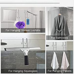 VIEDZMY 7 Inch Shower Door Hooks, 304 Stainless Steel Hanging Double Towel Hooks Shower Towel Holder Clothes Coat Robe Hooks for Bathroom Frameless Glass