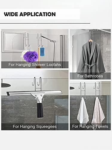 VIEDZMY 7 Inch Shower Door Hooks, 304 Stainless Steel Hanging Double Towel Hooks Shower Towel Holder Clothes Coat Robe Hooks for Bathroom Frameless Glass