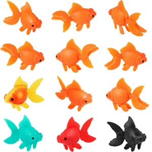 ccozn 12 pieces artificial fake fish aquarium fish bowl tank terrarium decoration moving floating glodfish ornament 5 color plastic gold fish toys for party deco