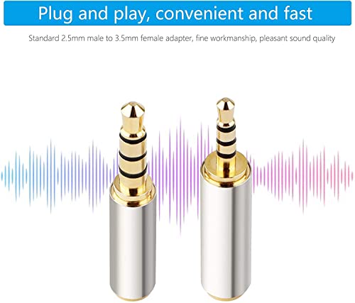 NETVIP 2.5mm Male to 3.5mm Female Audio Adapter Gold Plated 2.5mm to 3.5mm Adaptateur TRRS Converter Premium Sound Quality 3 Ring Earphone Headset Stereo Adapter Jack (Stereo or Mono)-2 Packs