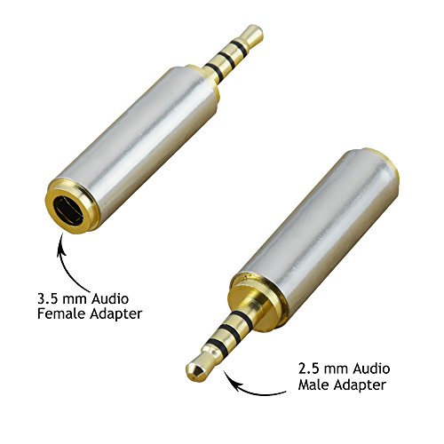 NETVIP 2.5mm Male to 3.5mm Female Audio Adapter Gold Plated 2.5mm to 3.5mm Adaptateur TRRS Converter Premium Sound Quality 3 Ring Earphone Headset Stereo Adapter Jack (Stereo or Mono)-2 Packs