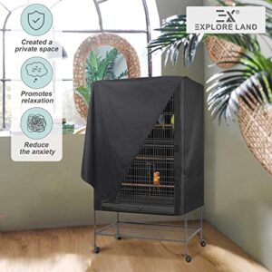 Explore Land Pet Cage Cover - Good Night Cover for Bird Critter Cat Cage to Small Animal Privacy & Comfort (Medium, Black)