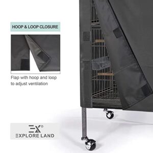 Explore Land Pet Cage Cover - Good Night Cover for Bird Critter Cat Cage to Small Animal Privacy & Comfort (Medium, Black)