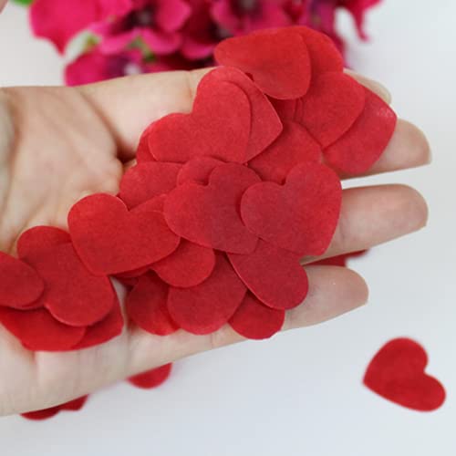 8000pcs Heart Shaped Biodegradable Wedding Confetti Paper Confetti for Anniversary, Birthday, Graduation, Wedding, Bridal Shower & Baby Shower Parties Decorations (Red)