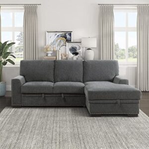 Lexicon Mulligan Sectional Sofa Sleeper, Right Chaise, Charcoal