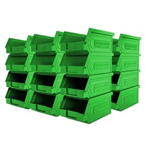 storage compat 50-pack small storage bin | wall mount storage, hanging and stacking bin, freestanding | 7” x 4” x 3” plastic container | green | zeus 1plz02