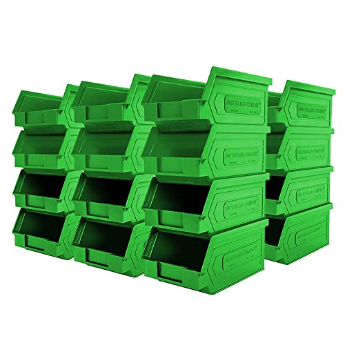 Storage Compat 50-Pack Small Storage Bin | Wall Mount Storage, Hanging and Stacking Bin, Freestanding | 7” x 4” x 3” Plastic Container | Green | Zeus 1PLZ02