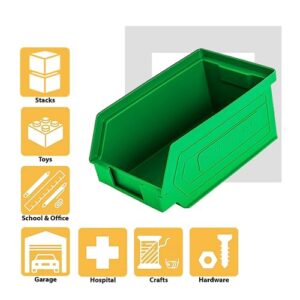 Storage Compat 50-Pack Small Storage Bin | Wall Mount Storage, Hanging and Stacking Bin, Freestanding | 7” x 4” x 3” Plastic Container | Green | Zeus 1PLZ02