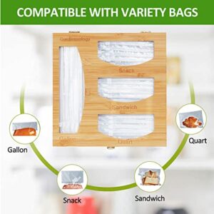 Honadar Bamboo Ziplock Bag Organizer for Drawer, Bag Storage Organizer Compatible with Gallon, Quart, Sandwich and Snack Variety Size Bag for Kitchen Drawer Organizer (1 Box 4 Slots)
