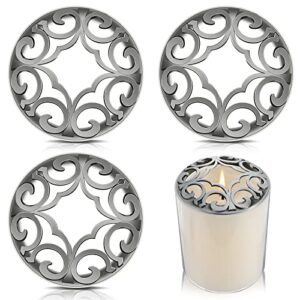 4 pcs candle toppers jar candle cover scented candle toppers to burn evenly large jar candle shades jar candle sleeve jar candle accessories jar candle lid candles gifts for candle lover, silver
