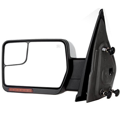 ROADFAR Towing Mirror Compatible With 2004-2014 for Ford for F150 Tow Mirror With Left Side Power Control Heated Turn Signal Puddle Light Chrome Housing