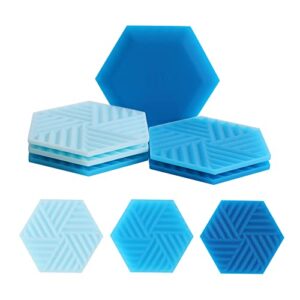 dirani design colorée coasters(ocean blue) for drinks, coffee table cute silicone non absorbent outdoor modern hexagon cup cool farmhouse, dishwasher safe, house warming gifts new home