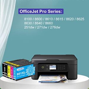 950XL 951XL Ink Cartridges Compatible for HP 950 951 HP OfficeJet Pro 8610 8600 8615 8620 8625 8100 276dw 251dw (4-Pack, HP 950 951)