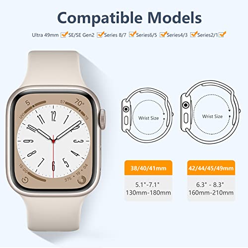 DaQin 8 Pack Sport Bands Compatible with Apple Watch Band 45mm 44mm 49mm 42mm 41mm 40mm 38mm for Women Men, Soft Silicone Waterproof Strap for Apple Watch SE Ultra iWatch Bands Series 8 7 6 5 4 3 2 1