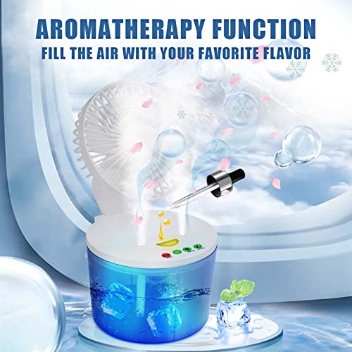 Desk Fan Rechargeable Portable Foldable Fan, Evaporative Mini Personal Air Conditioner with 3 Speeds 3L Water Tank, Air Cooler with Aromatherapy and Night Light for Home, Office and Outdoor