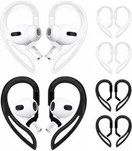 4 pairs ear hooks compatible with airpods 3rd generation [multi-dimensional adjustable] accessories compatible with airpods pro airpods 3 2 1 gen(transparent/black)