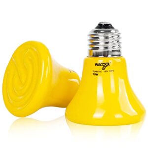 wacool ceramic heat lamp bulbs for reptiles, color changing reptile heat lamp 75w 2 pack, reptile heat light bulb