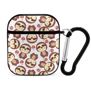 cute sloth and mushroom airpods 2 & 1 case cover gifts with keychain, shock absorption soft cover airpods 2 & 1 earphone protective case for men women
