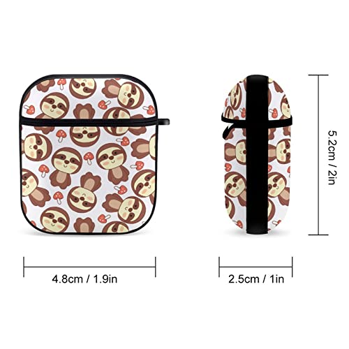 Cute Sloth and Mushroom AirPods 2 & 1 Case Cover Gifts with Keychain, Shock Absorption Soft Cover AirPods 2 & 1 Earphone Protective Case for Men Women