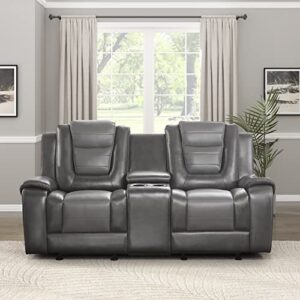 lexicon hawthorne manual double glider reclining loveseat, two-tone gray