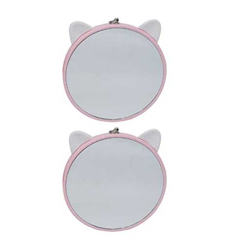 POPETPOP Parakeet Mirror 2 Pcs Bird Mirror Cockatiel Mirror Hanging Interactive Parrot Toy Bird Cage Mirror for Parakeet Cockatiel Conure Lovebirds Finch Pink Bird Mirror