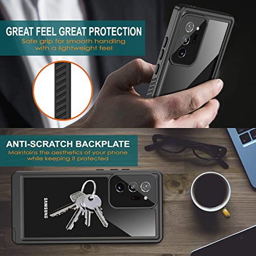 AMILIFECASES for Samsung Galaxy Note 20 Ultra Case Waterproof,with Built-in Screen Protector,Full Body Shockproof,Protective Case for Samsung Note 20 Ultra(Black/Clear)