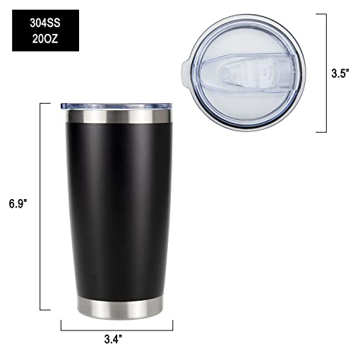 Kmass kmax 4pack 20oz Stainless Steel Vacuum Insulated Travel Cup with Lids and Straws and Cleaning Brush Double Wall Travel mug Coffee Cup Stainless Steel Tumblers for Home, Office (Black)