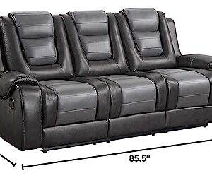 Lexicon Hawthorne Wall-Hugger Manual Double Reclining Sofa, Two-Tone Gray