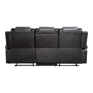 Lexicon Hawthorne Wall-Hugger Manual Double Reclining Sofa, Two-Tone Gray