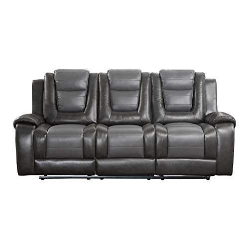 Lexicon Hawthorne Wall-Hugger Manual Double Reclining Sofa, Two-Tone Gray