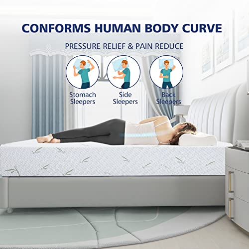 VANCIKI 6 Inch Twin Mattress, Cool Gel Memory Foam Mattresses with Bamboo Pattern Cover Breathable Pressure Relieve Bed Mattress in a Box, CertiPUR-US Certified, Made in USA