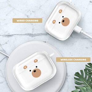 Newseego Case Compatible with Airpods Pro, Cute Bear Cartoon Design Airpods Pro Case for Girls and Women [Front LED Visible] Clear Soft TPU Protective Cover Case for Airpods Pro