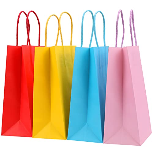 40 Pieces Kraft Paper Party Favor Bags, 10 Colors Small Gift Bags Bulk with Handles,Goodie Bags for Kids Party, Celebrations, Baby Shower, Birthday, Crafts and Party Supplies