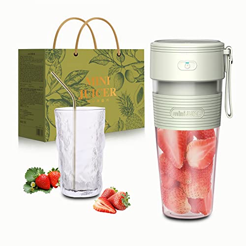 Portable Blender,Personal Blender for Shakes and Smoothies, Easy to clean,Travel Juicer Cup with Glass Cup and Straw, Crush Ice Mixer for Sports Travel and Outdoors,Contains a beautiful gift box