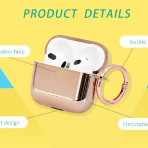 AirPods 3 Case Cover with Keychain,Mirror Plating Silicone Cover Airpods 3 Accessories with Keychain，for Women Men with Apple Airpods 3 Case 2021 (Gold)