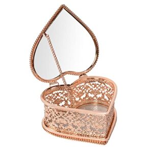 funerom vintage glass jewelry box,wedding engagement ring dish displaytrinket keepsake box gold heart shape