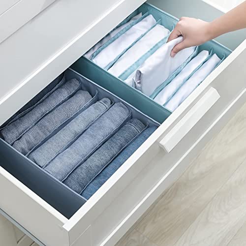 WENSEFTY Wardrobe Clothes Organizer, Clothes Organizer for Folded Clothes 7/9 Grids Dividers Closet Drawer Organizers for Jeans Pants, T-shirt, Dress