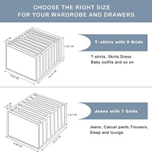 WENSEFTY Wardrobe Clothes Organizer, Clothes Organizer for Folded Clothes 7/9 Grids Dividers Closet Drawer Organizers for Jeans Pants, T-shirt, Dress