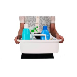 Hioffice Cleaning Supplies Caddy, Shower Caddy, Cleaning Tote Supply Organizer with Handle, Plastic Shower Caddy for Cleaning Products, Large Cleaning Caddy (white, 1)