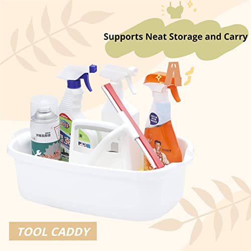 Hioffice Cleaning Supplies Caddy, Shower Caddy, Cleaning Tote Supply Organizer with Handle, Plastic Shower Caddy for Cleaning Products, Large Cleaning Caddy (white, 1)