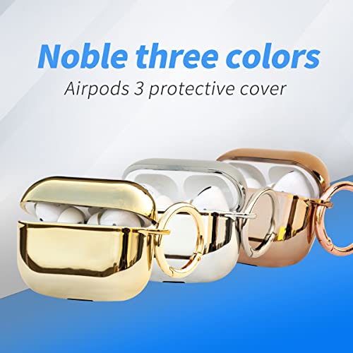 AirPods Pro Case Cover with Keychain， Mirror Plating Silicone Skin Accessories for Women Men with Apple 2019 Latest AirPods Pro Case (Gold)