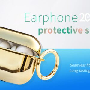 AirPods Pro Case Cover with Keychain， Mirror Plating Silicone Skin Accessories for Women Men with Apple 2019 Latest AirPods Pro Case (Gold)