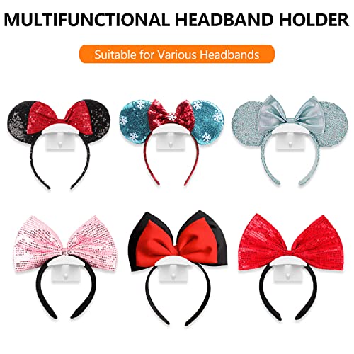 AIDIMMING 16-Pack Upgraded Hat Hooks for Wall, Adhesive Holder for Disney Ears, Mouse Ear Holder, Multi-functional Hat Organizer, Minimalist Hat Hanger, Easy to Install (White)