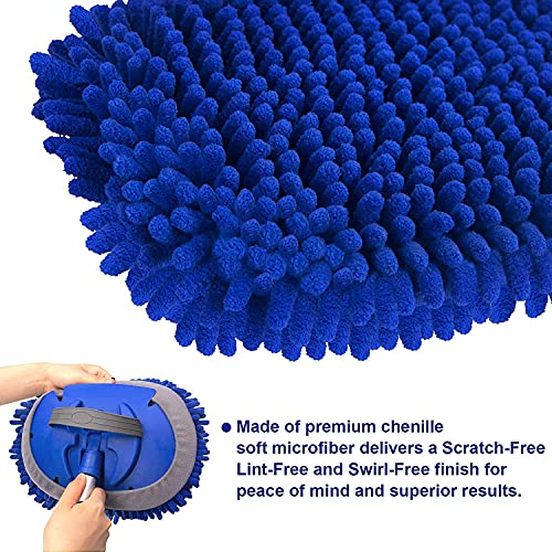 anngrowy 62" Microfiber Car Wash Brush Replacement Head Sponge, 2 Pack Chenille Scratch-Free Replacement Head Car Wash Mop Head.