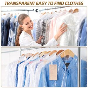 MTOATOUY 50 Pack Dry Cleaner Bags Plastic Clear Bags Transparent Clothing Dust Cover Dustproof Hanging Garment Bags(23.6 x 35.4 In)