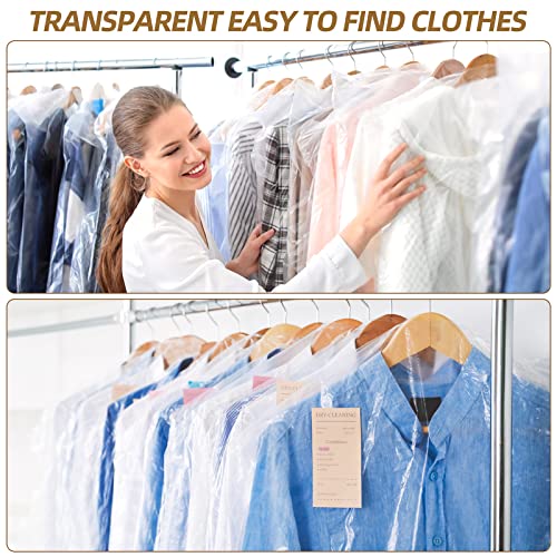 MTOATOUY 50 Pack Dry Cleaner Bags Plastic Clear Bags Transparent Clothing Dust Cover Dustproof Hanging Garment Bags(23.6 x 35.4 In)