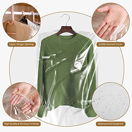 MTOATOUY 50 Pack Dry Cleaner Bags Plastic Clear Bags Transparent Clothing Dust Cover Dustproof Hanging Garment Bags(23.6 x 35.4 In)