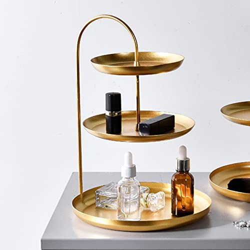 3-Tier Round Gold Jewelry Tray Organizer with Curved Lip, 12 Inch Decorative Vanity Tray Platter Necklace Holder, Multi et-029443-FBM-pt 0